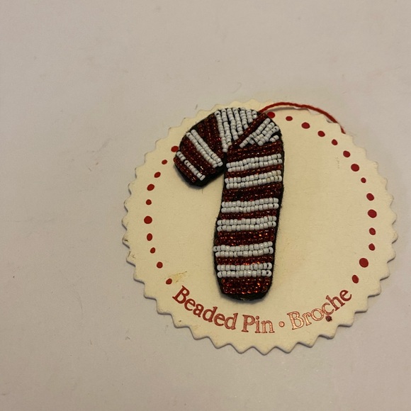 Hallmark Beaded Candy Cane Pin by Artist Cindy Pawlyshn New on Card GR8 Gift - Picture 11 of 15